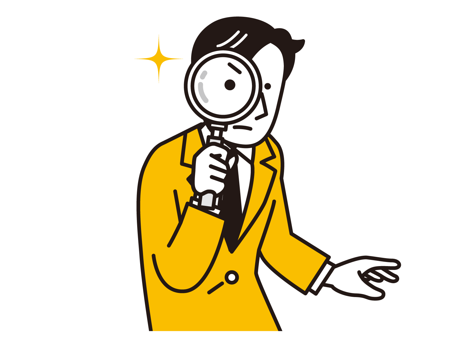 虫眼鏡を持つ調査員