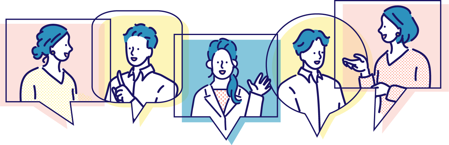 相談し合う人々